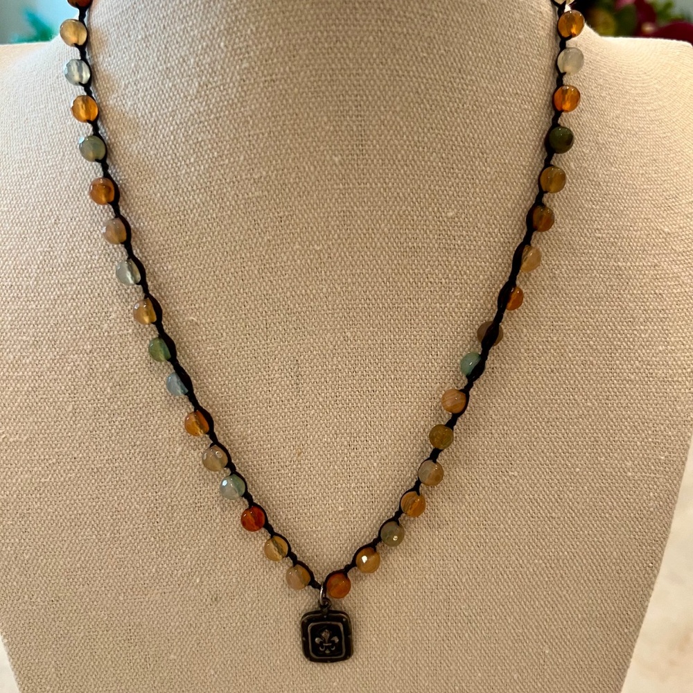 Love Tokens Jewelry Mixed Gemstone Fleur-de-Lis Necklace Boho